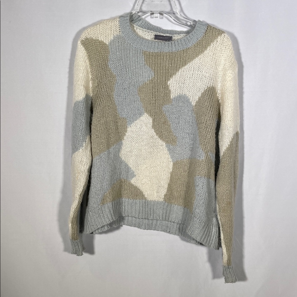 WOODEN SHIPS WOMENS NEUTRAL CAMO SWEATER WOOL SMALL/MEDIUM